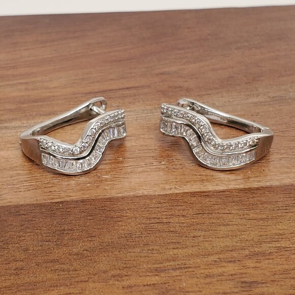 925 Sterling Silver Womens 2ct Diamond Small Hoop Earrings Ladies Hoops Jewelry